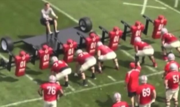 OL Pass Pro on Sled Drill