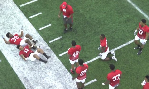 Sideline Tackling on Knees (Aerial View)- Rutgers